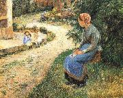Camille Pissarro Sitting in the garden of the maids painting